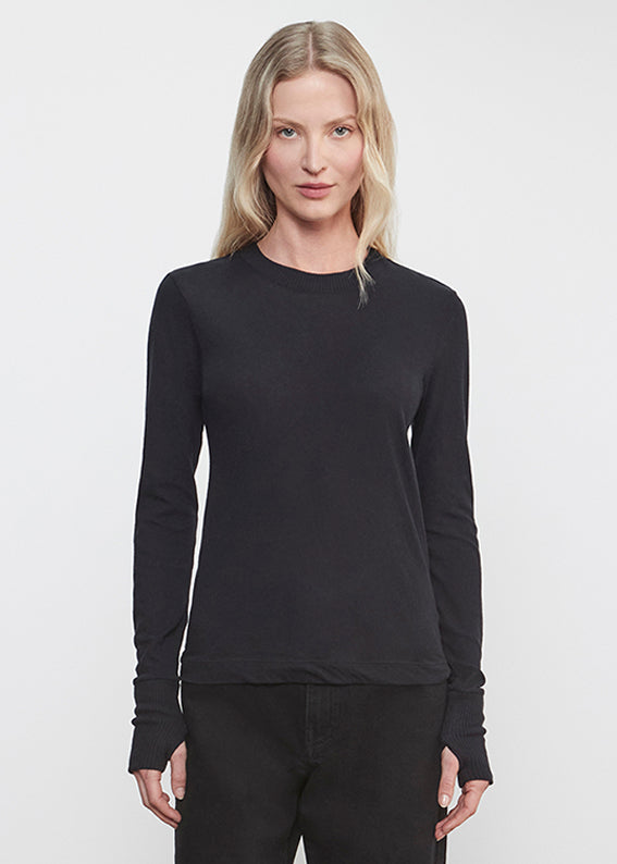Cashmere Easy Cuffed Crew | Black
