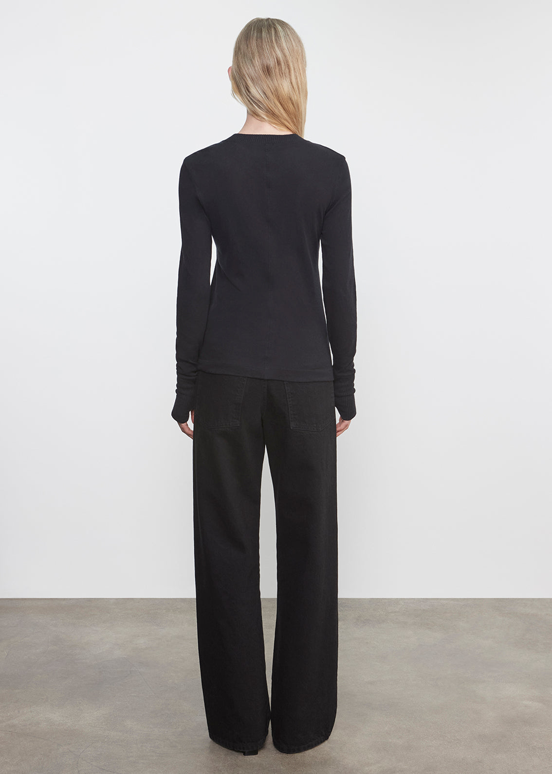 Cashmere Easy Cuffed Crew | Black