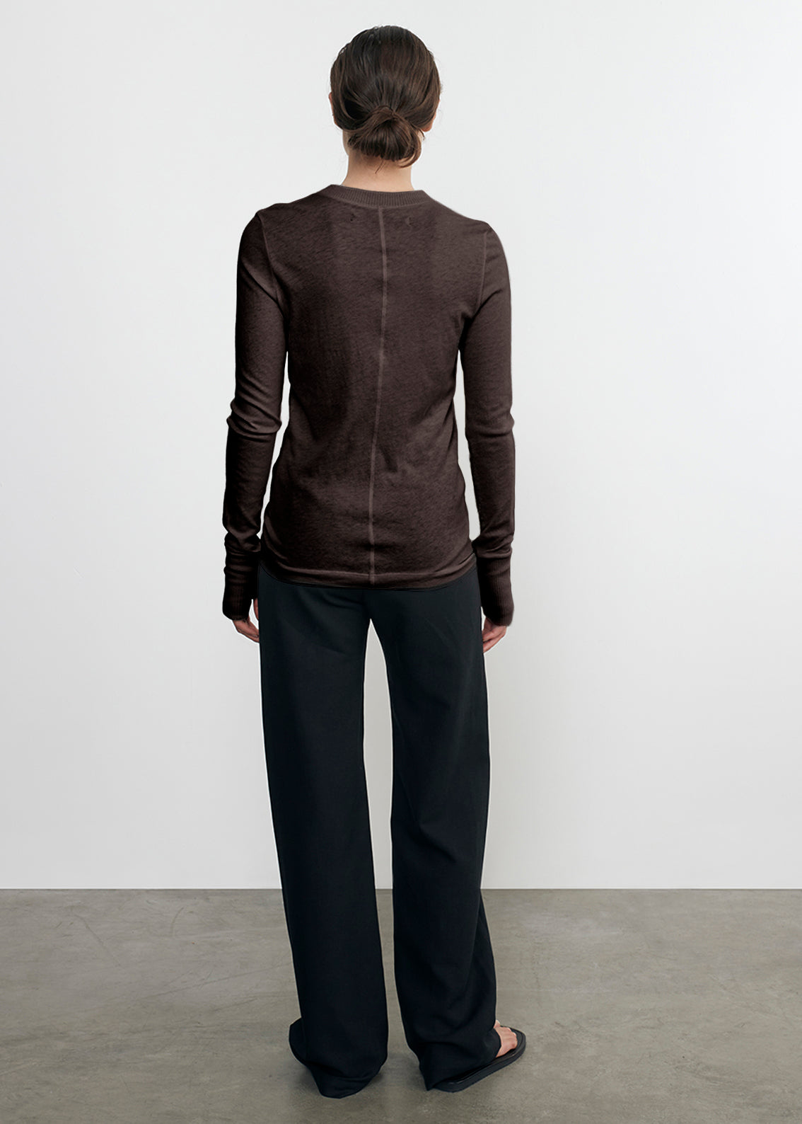 Cashmere Easy Cuffed Crew | Dark Brown