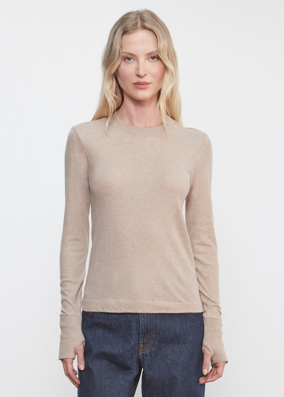 Cashmere Easy Cuffed Crew | Khaki