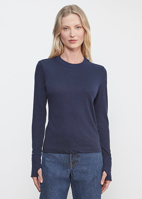 Cashmere Easy Cuffed Crew | Midnight Blue