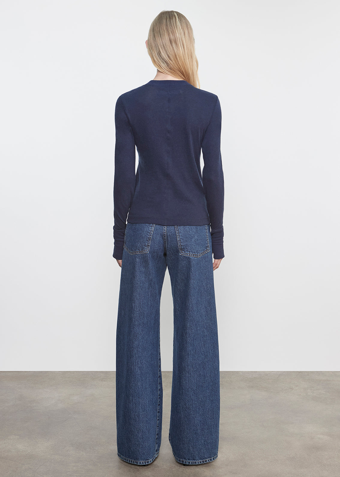 Cashmere Easy Cuffed Crew | Midnight Blue