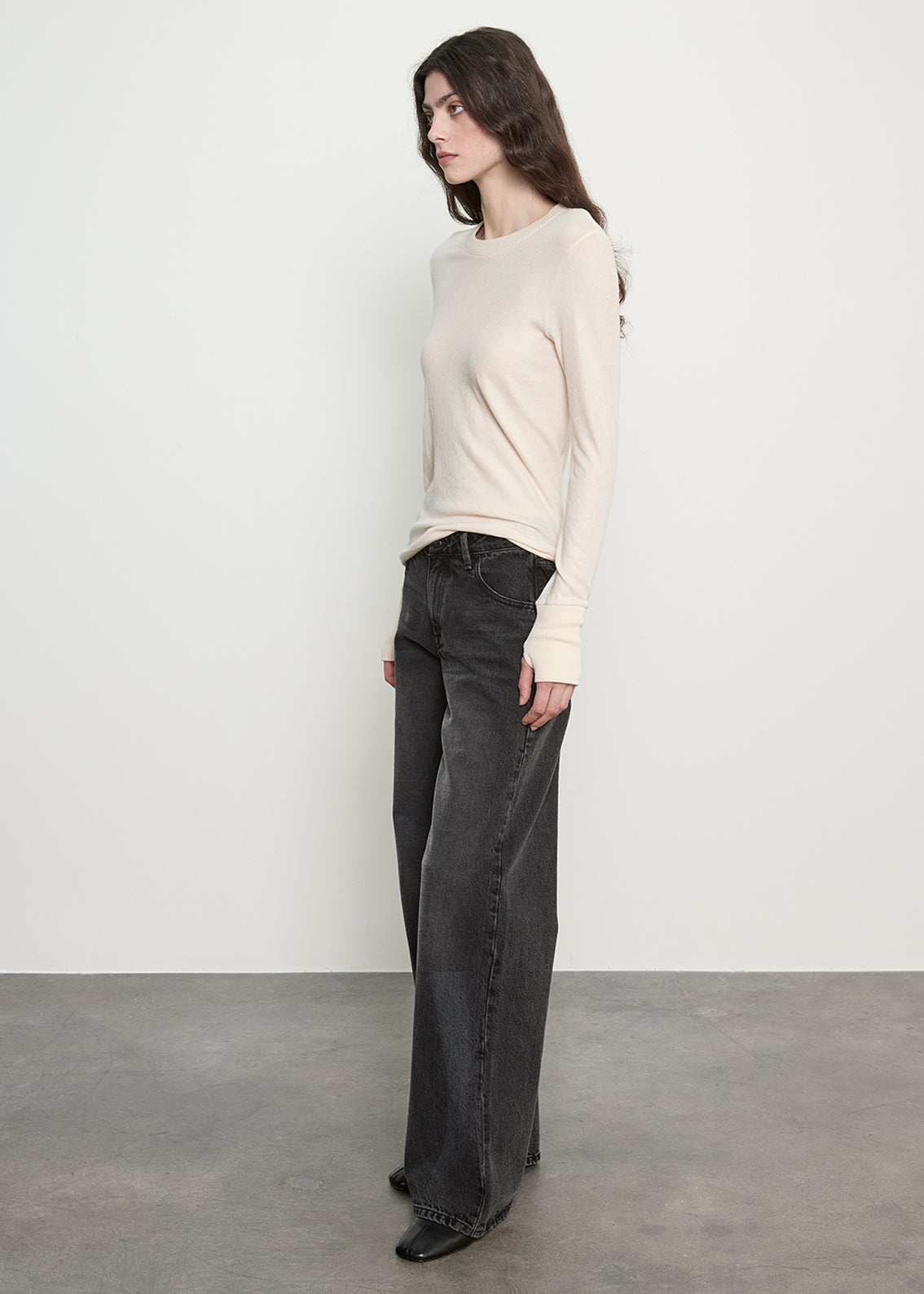 Cashmere Easy Cuffed Crew | Natural