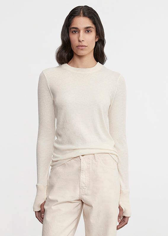 Cashmere Easy Cuffed Crew | Natural