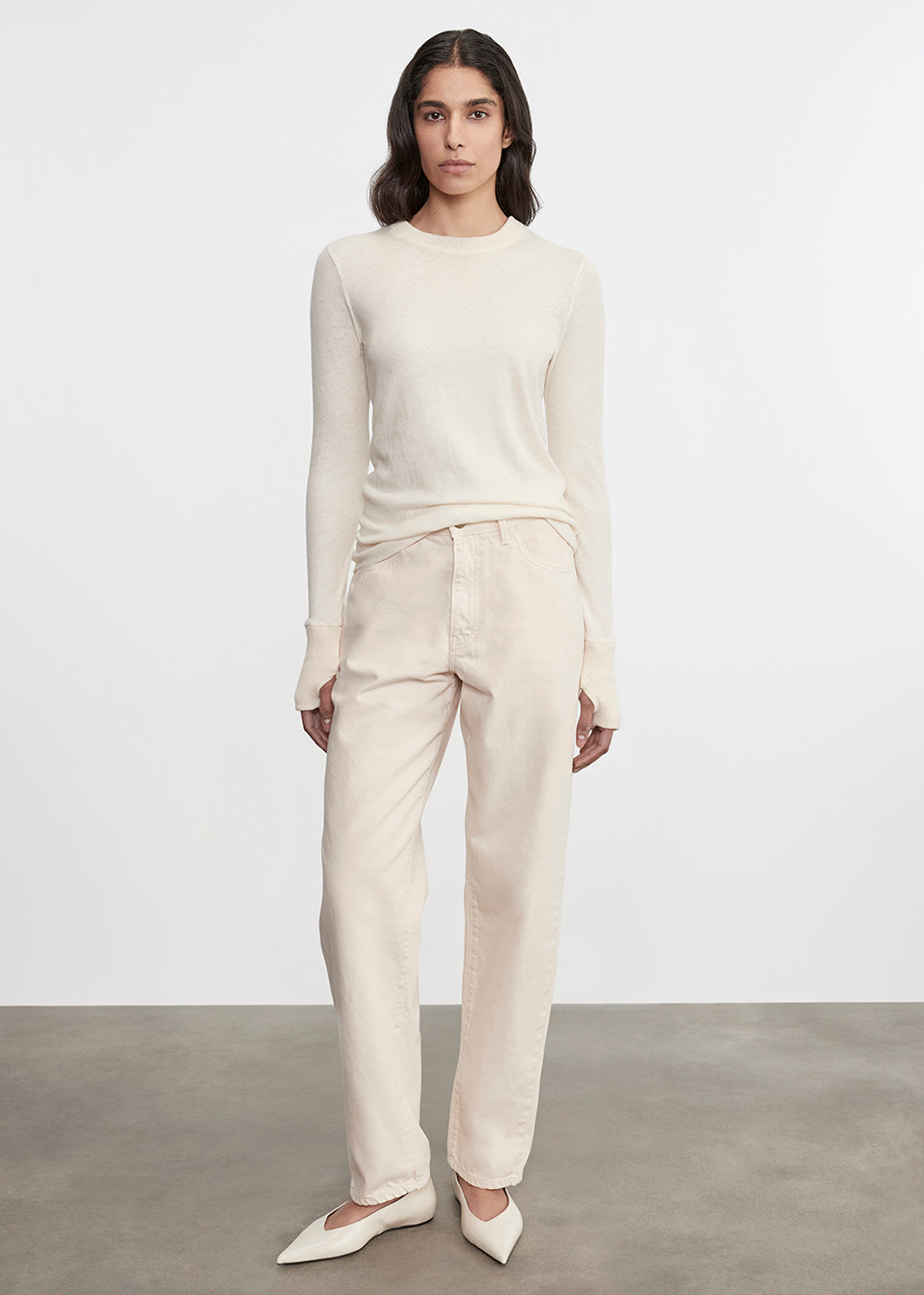 Cashmere Easy Cuffed Crew | Natural