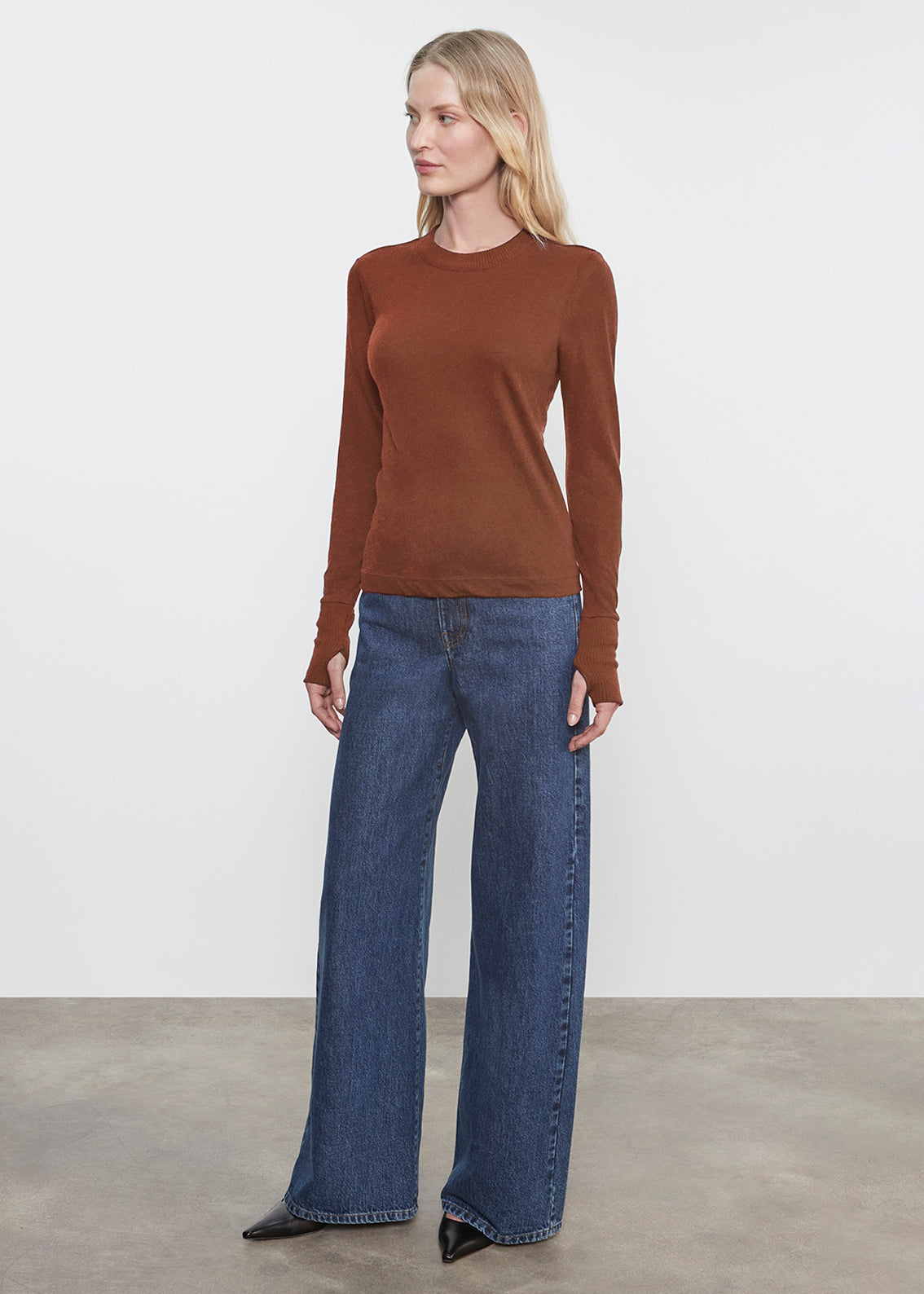 Cashmere Easy Cuffed Crew | Nutmeg