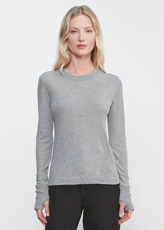 Cashmere Easy Cuffed Crew | Smoke