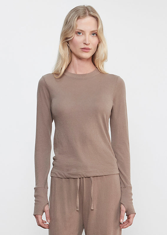 Cashmere Easy Cuffed Crew | Walnut