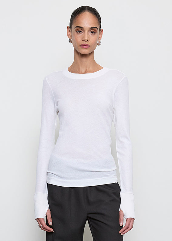 Cashmere Easy Cuffed Crew | White