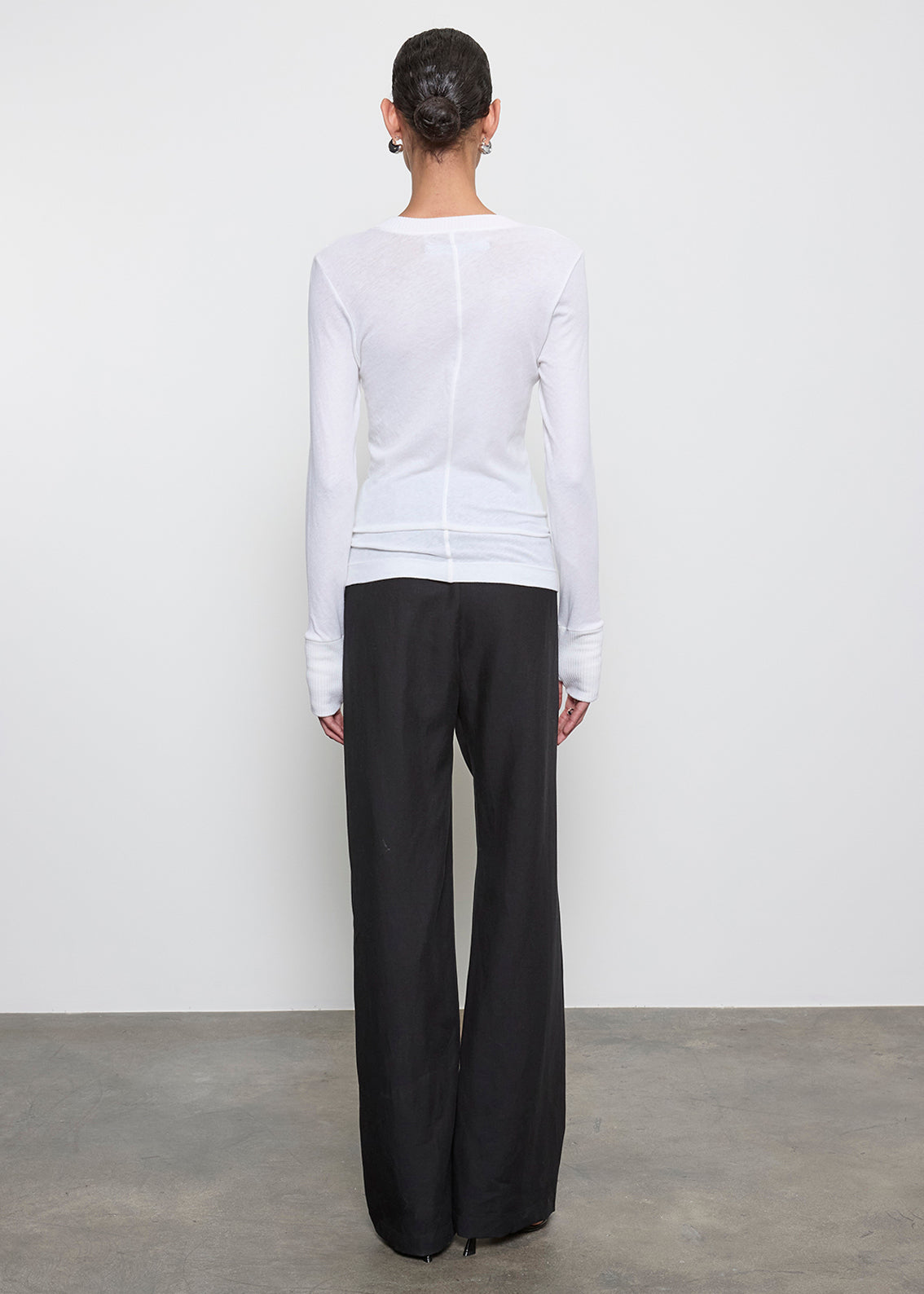 Cashmere Easy Cuffed Crew | White