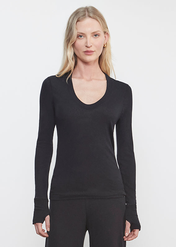 Cashmere Easy Cuffed U | Black