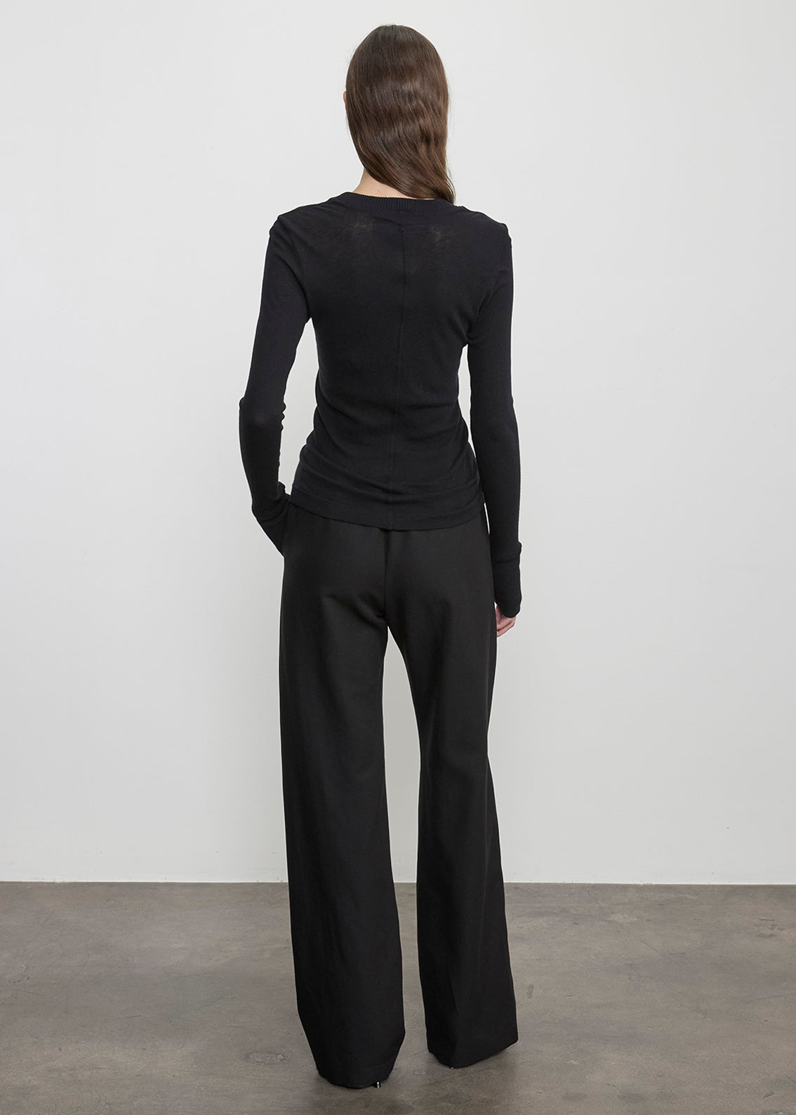 Fine Cashmere Jersey Easy Cuffed U | Black