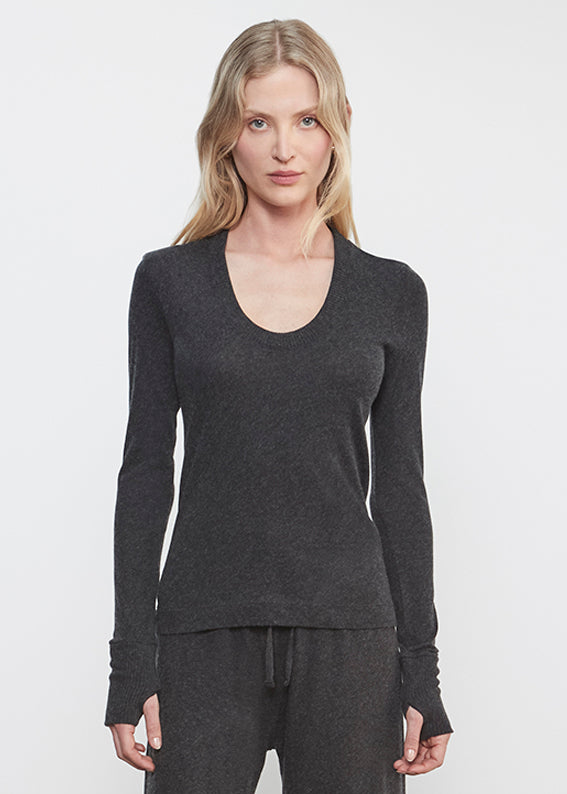 Cashmere Easy Cuffed U | Charcoal