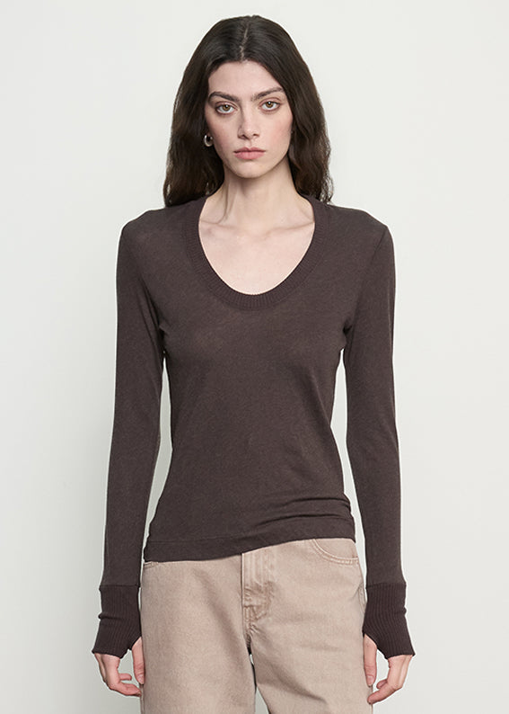 Cashmere Easy Cuffed U | Dark Brown