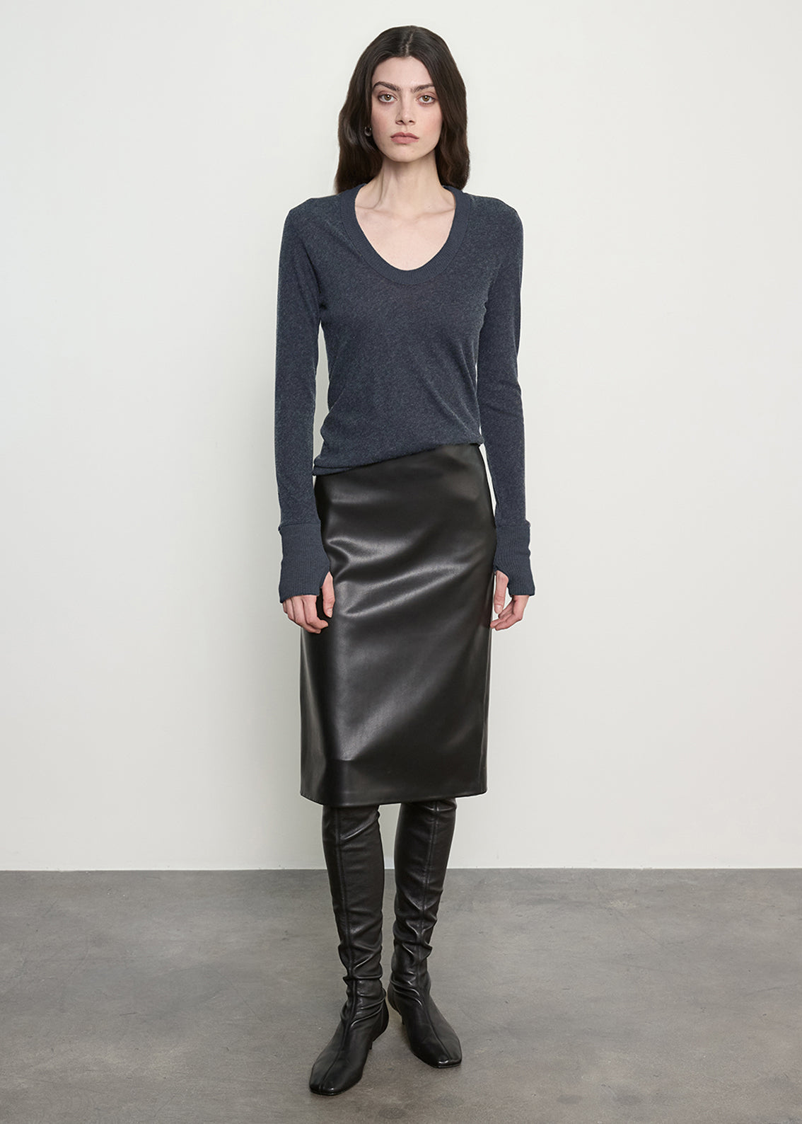 Fine Cashmere Easy Cuffed U | Ink