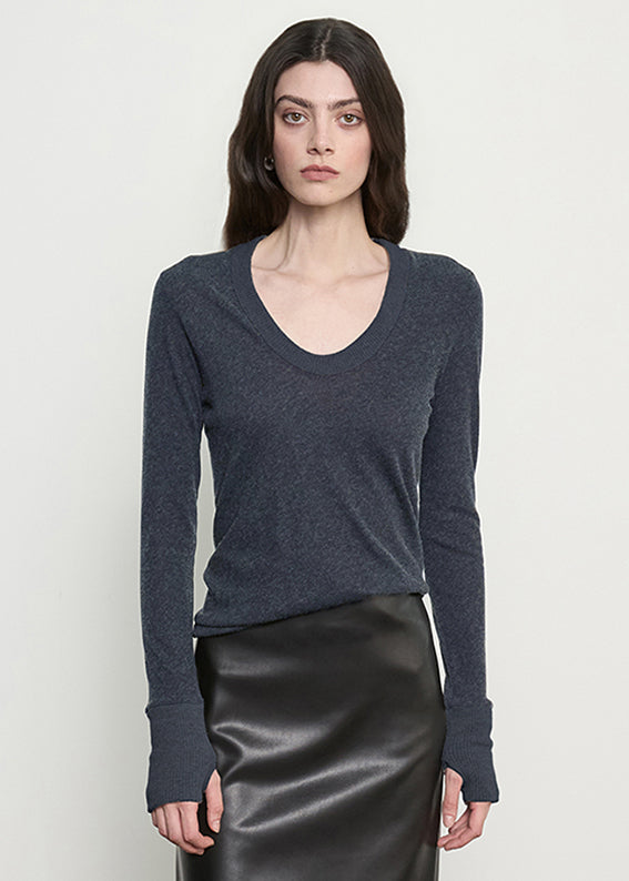 Fine Cashmere Easy Cuffed U | Ink