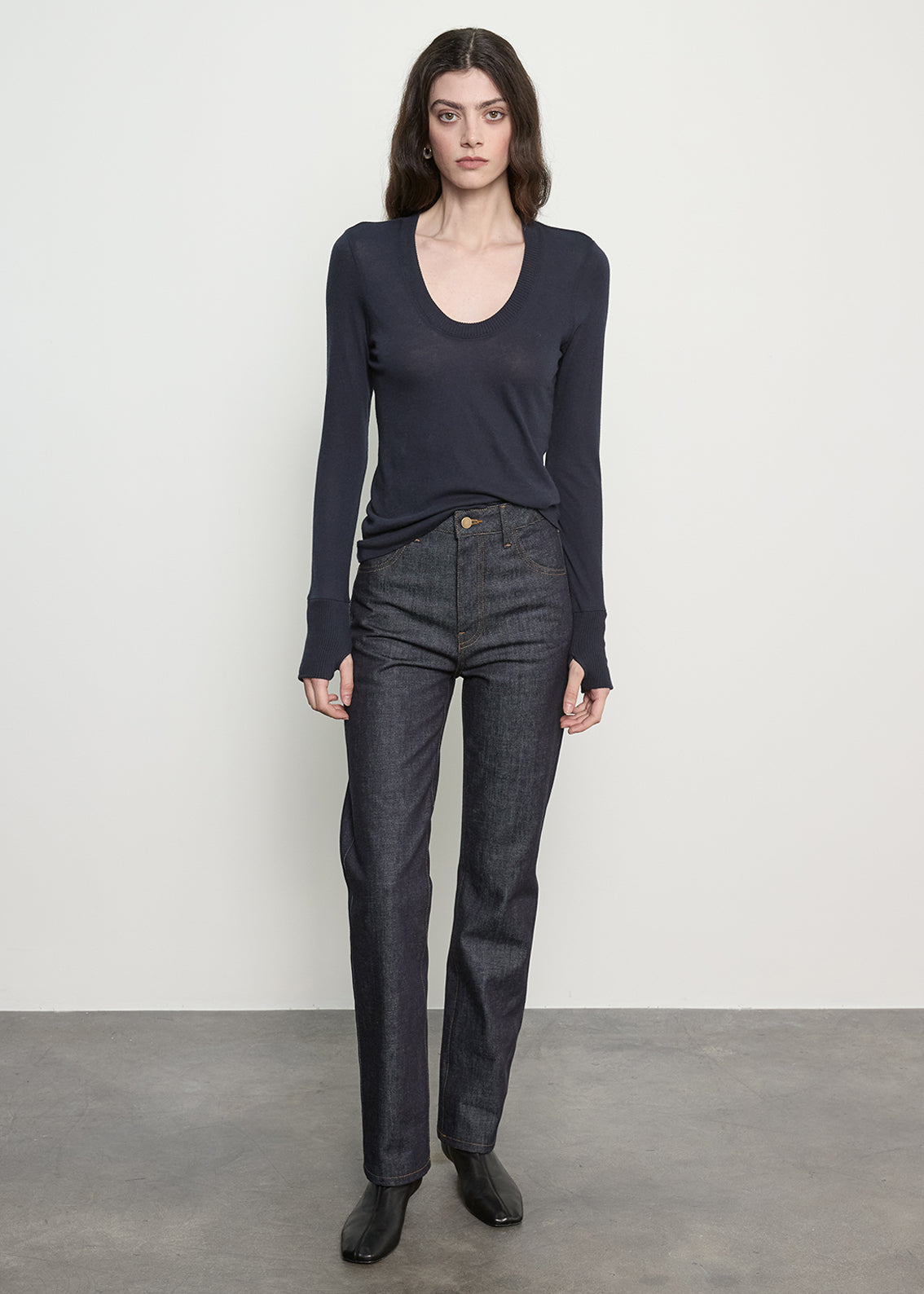 Fine Cashmere Easy Cuffed U | Ink