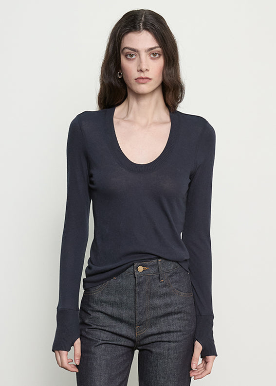 Fine Cashmere Easy Cuffed U | Ink