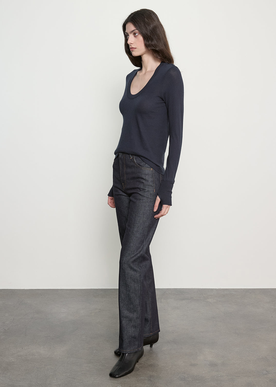 Fine Cashmere Easy Cuffed U | Ink