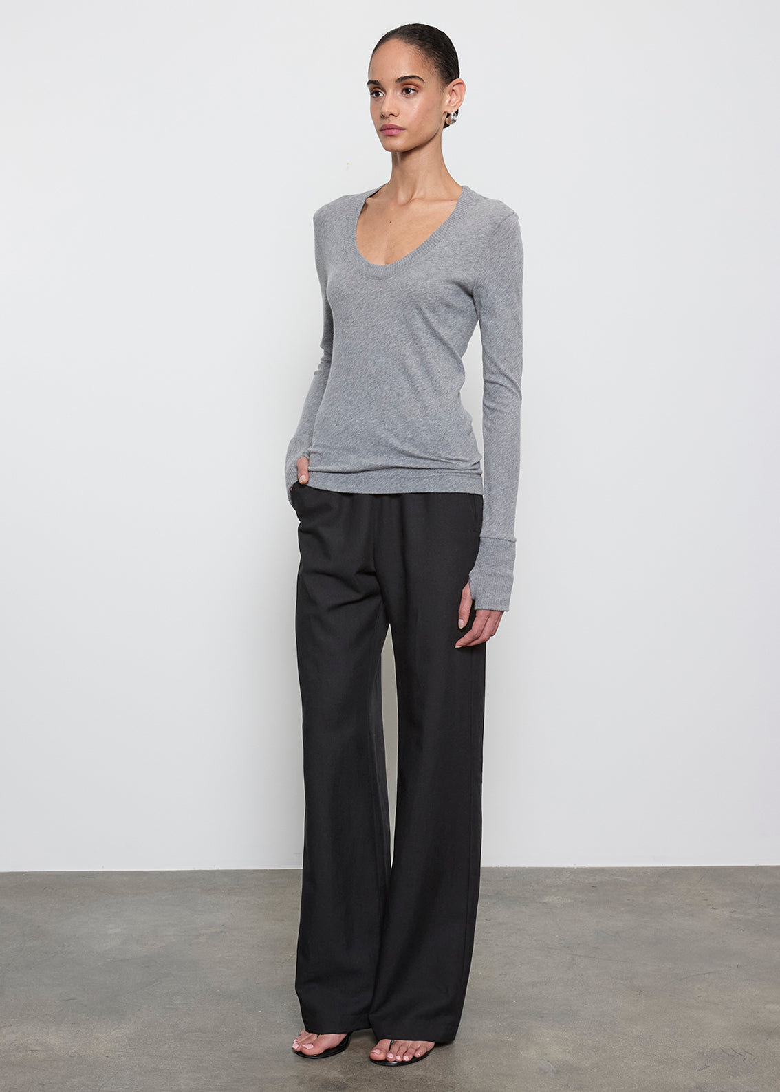 Cashmere Easy Cuffed U | Smoke