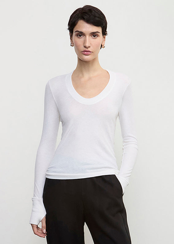 Cashmere Easy Cuffed U | White
