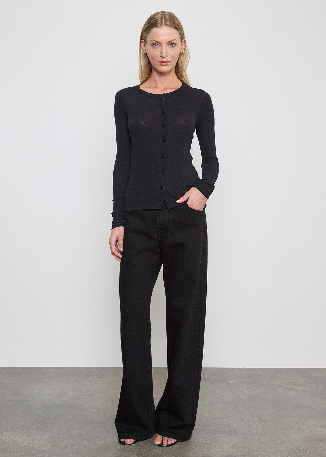 Cashmere L/S Cardigan | Black