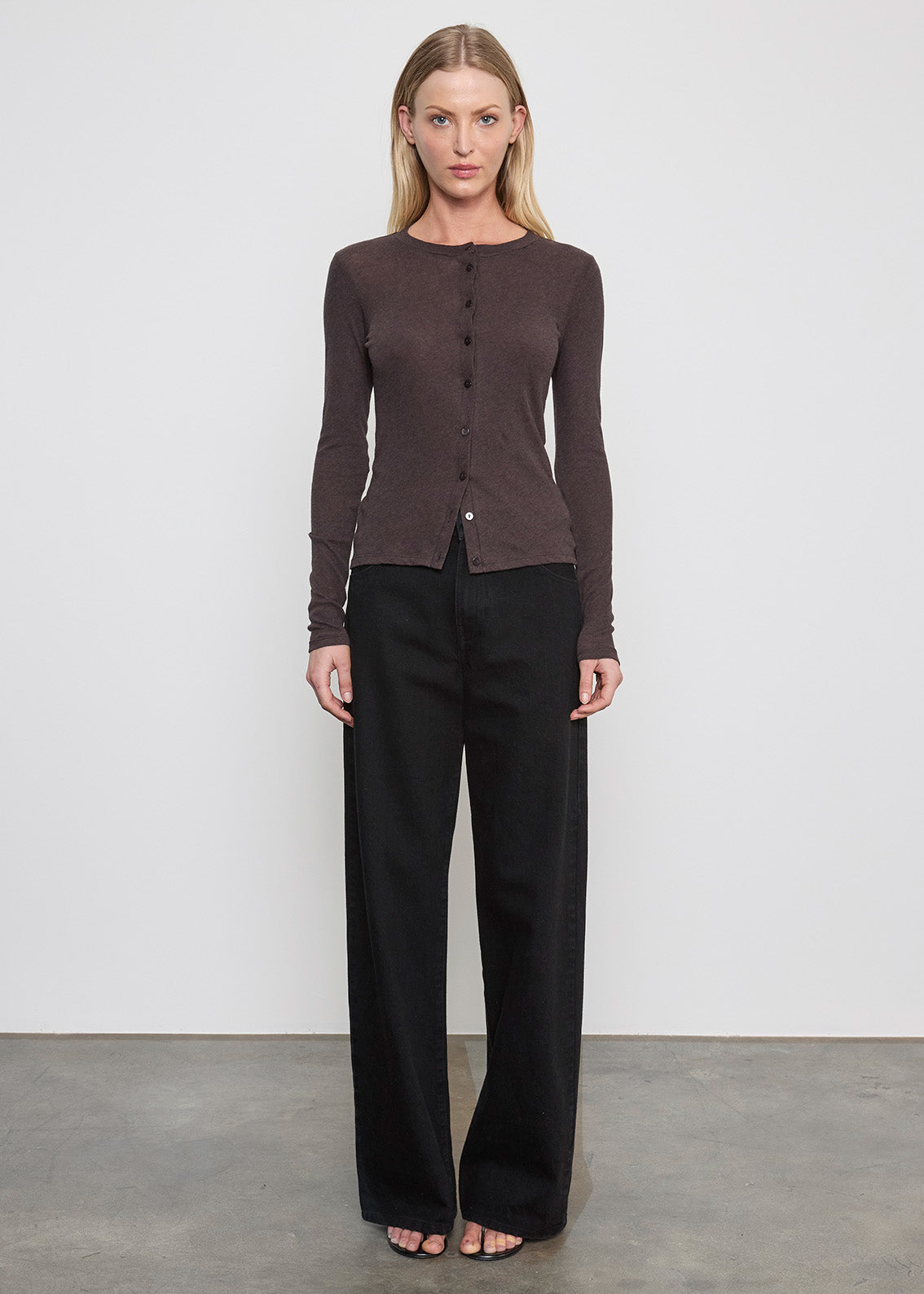 Cashmere L/S Cardigan | Dark Brown