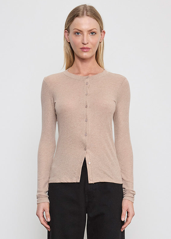 Cashmere L/S Cardigan | Khaki
