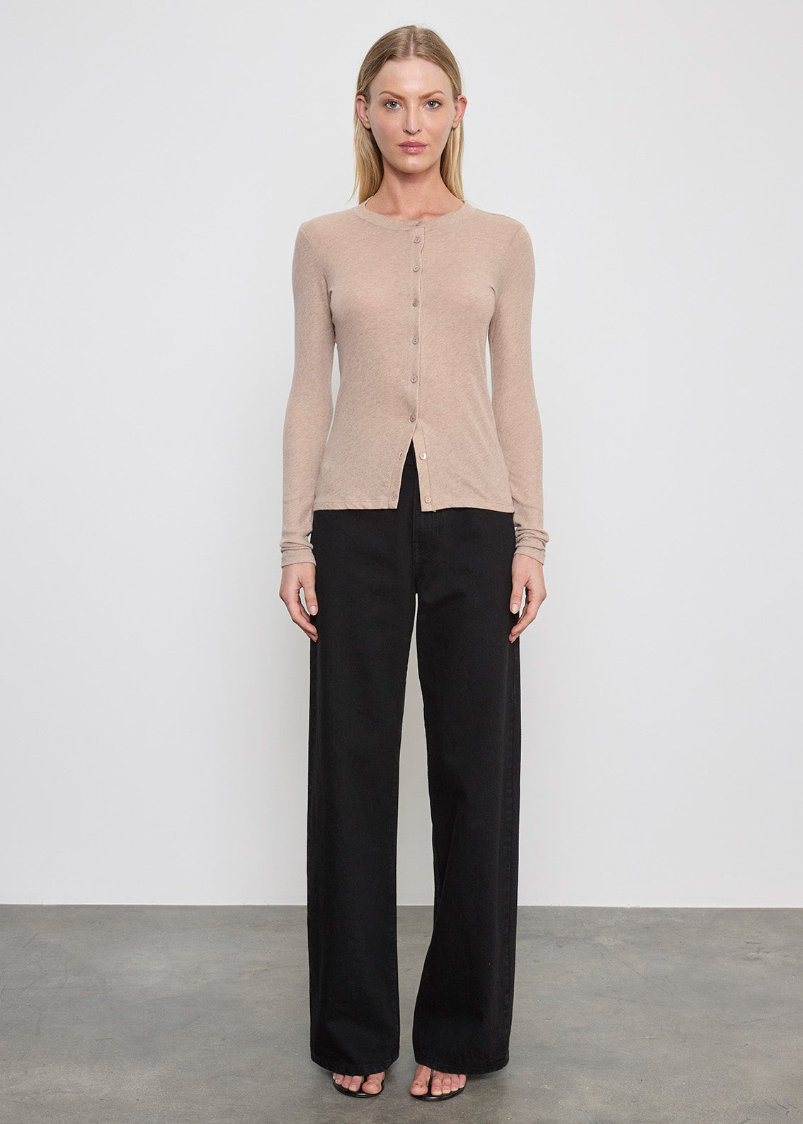 Cashmere L/S Cardigan | Khaki