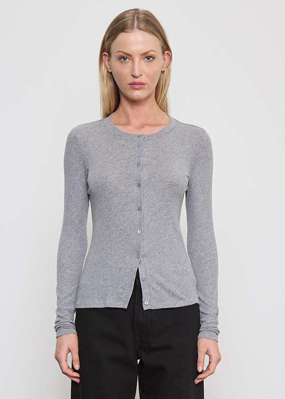 Cashmere L/S Cardigan | Smoke