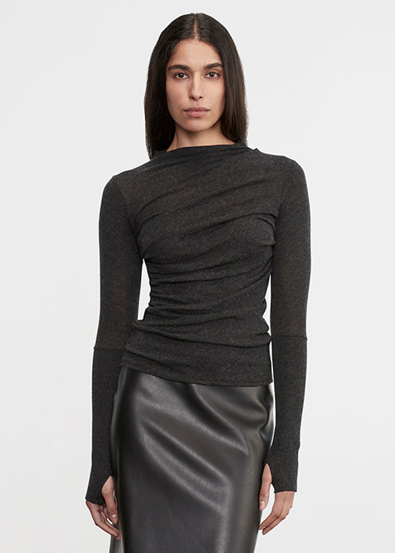 Cashmere Twist Top | Charcoal