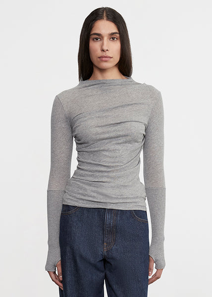 Fine Cashmere Jersey Twist Top | Smoke – Enza Costa
