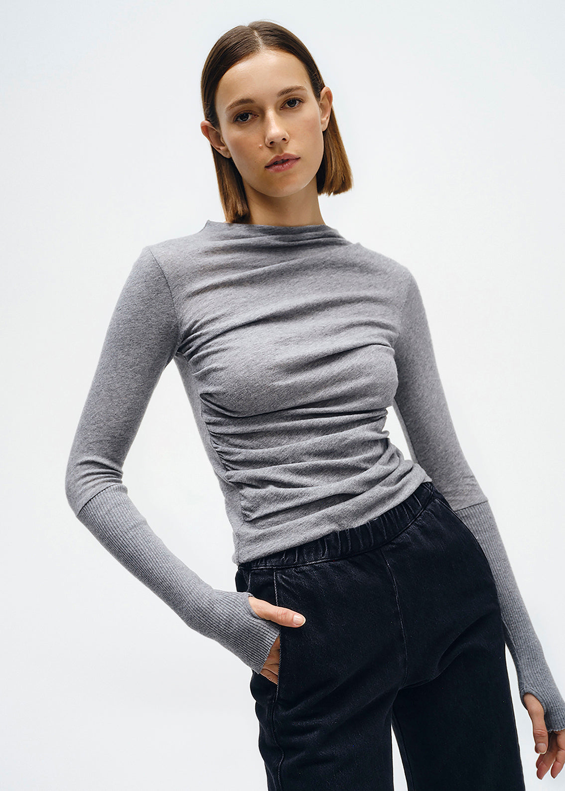 Cashmere Twist Top | Smoke