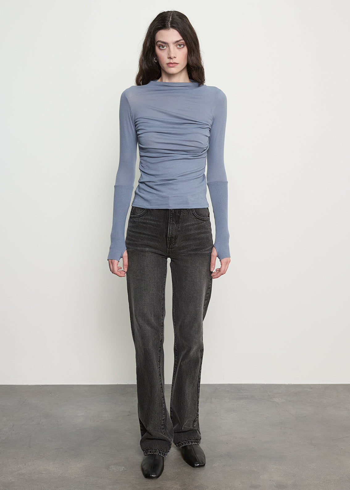 Cashmere Twist Top | Steel Blue
