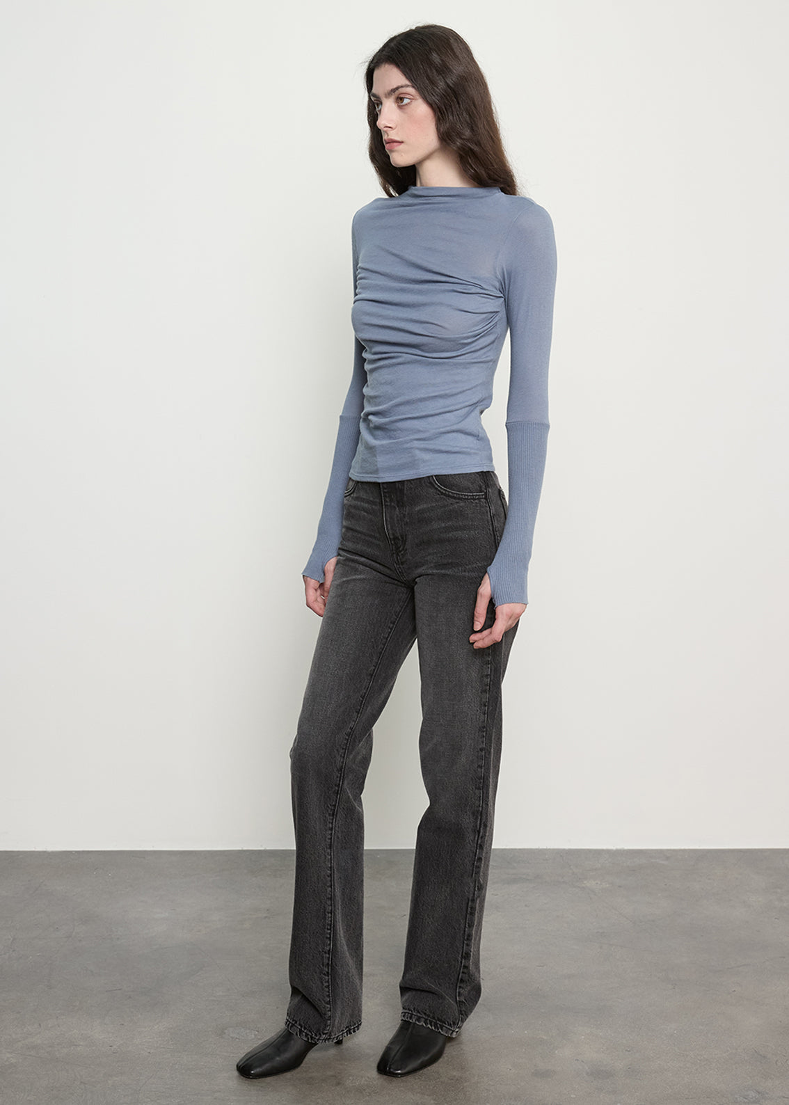Cashmere Twist Top | Steel Blue