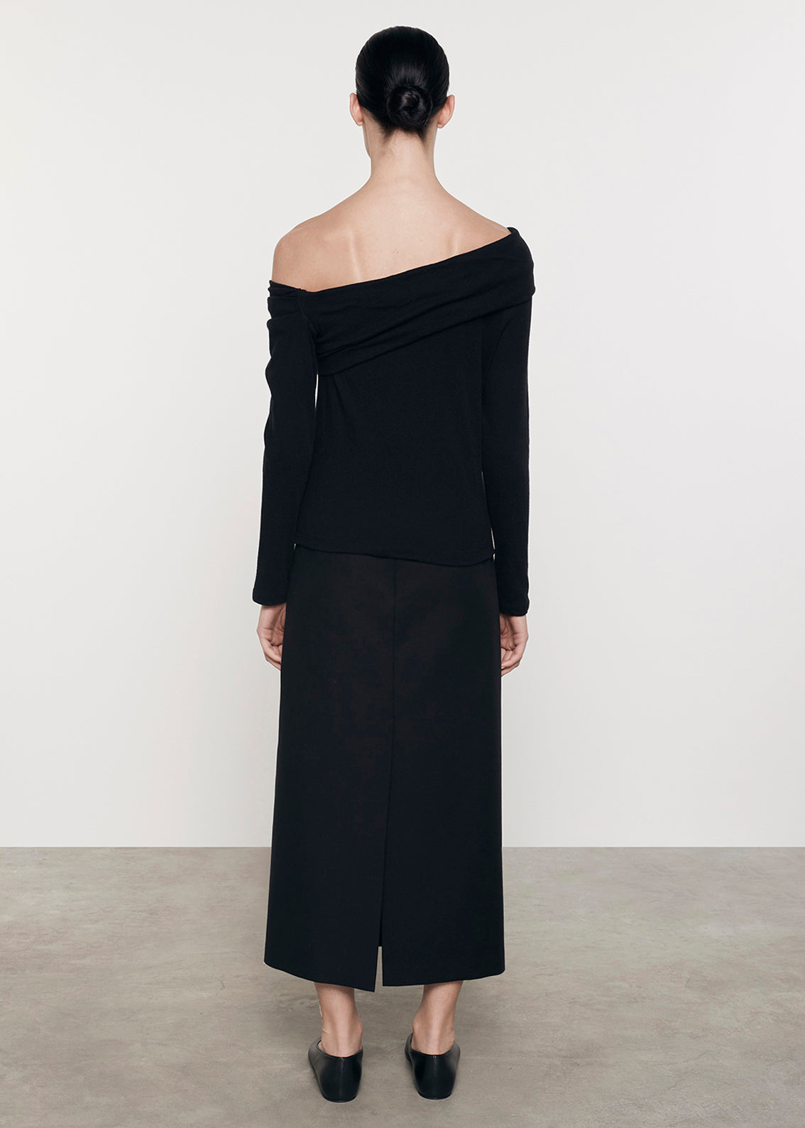 Cashmere One-Shoulder Drape Top | Black – Enza Costa