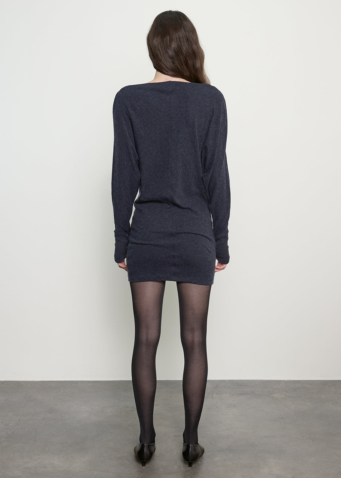 Fine Cashmere Jersey Dolman Curve Dress | Ink