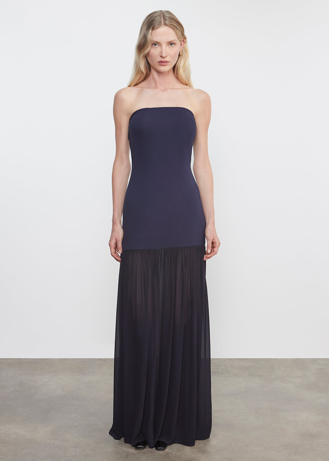 Airy Strapless Dress | Midnight Blue