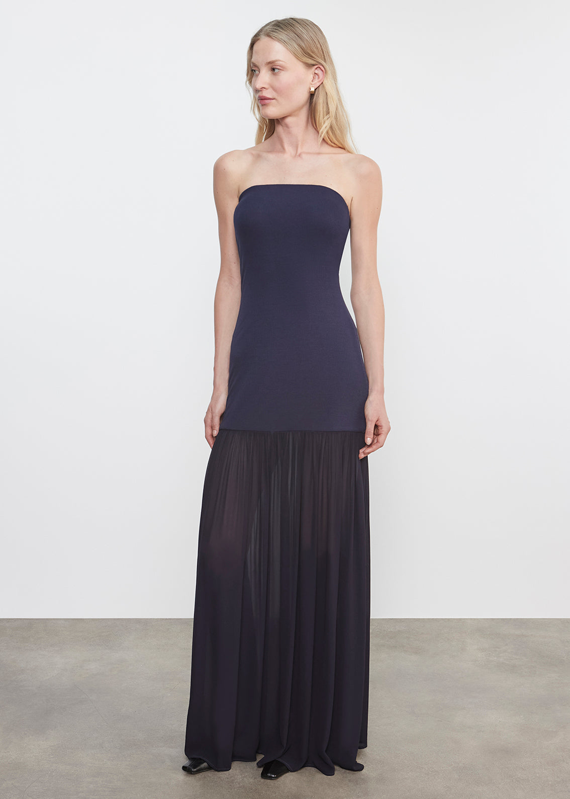 Airy Strapless Dress | Midnight Blue