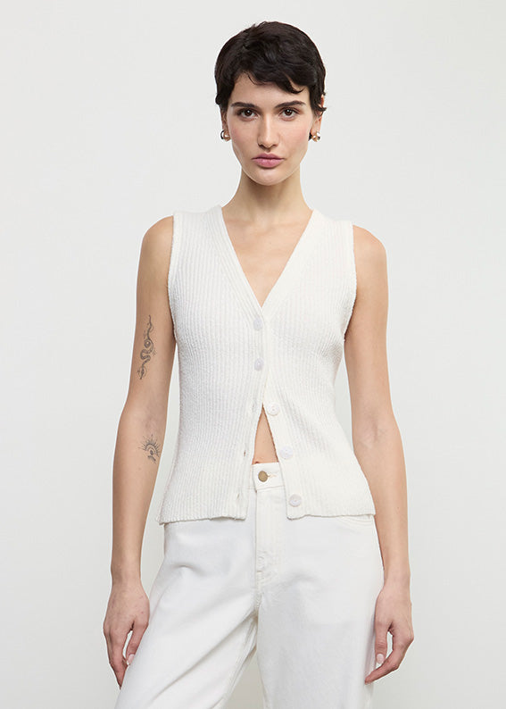 Boucle Knit Vest | Off White