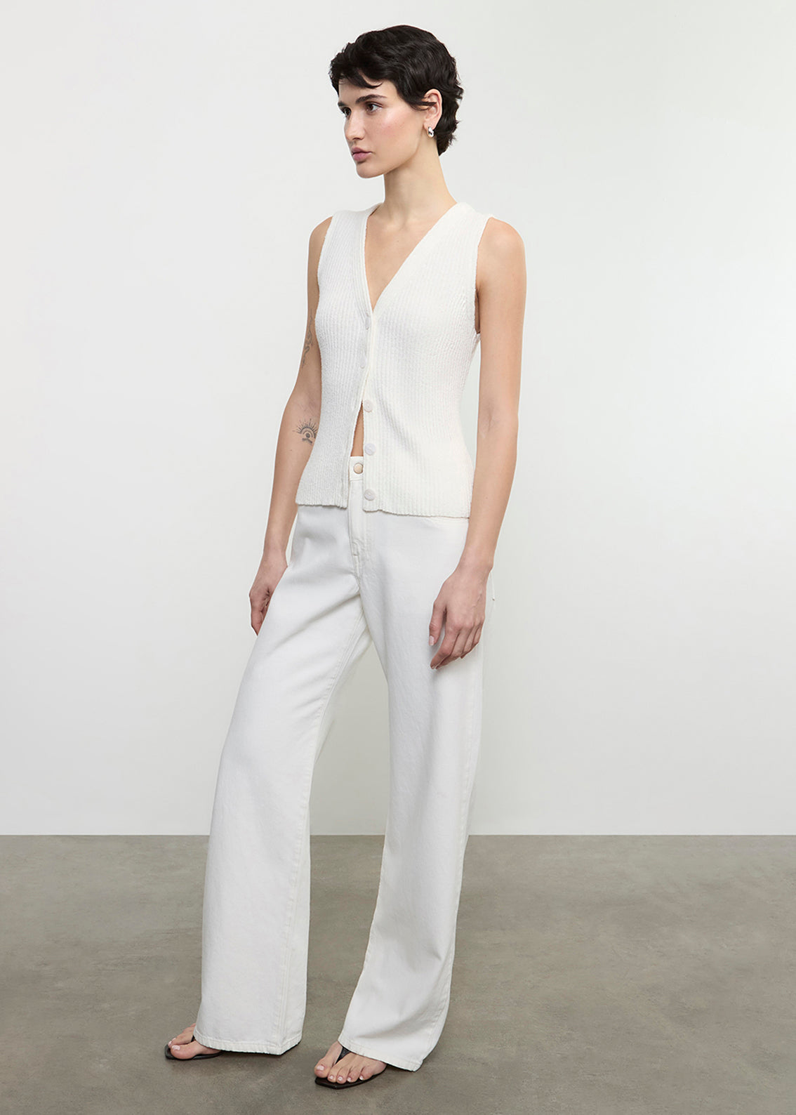 【MODERNIF】Bev Summer Boucle Knit Vest Boucle Knit Vest | Off White – Enza Costa