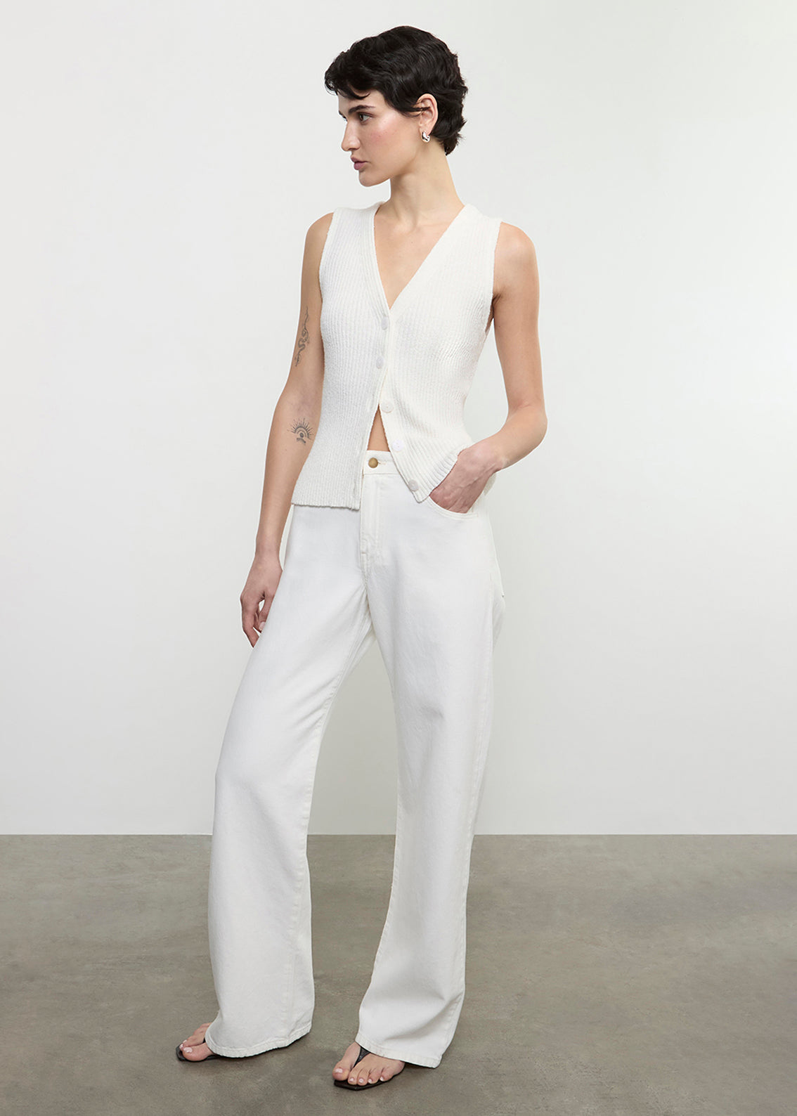 Slouchy Straight Jean in Italian Denim | Ecru