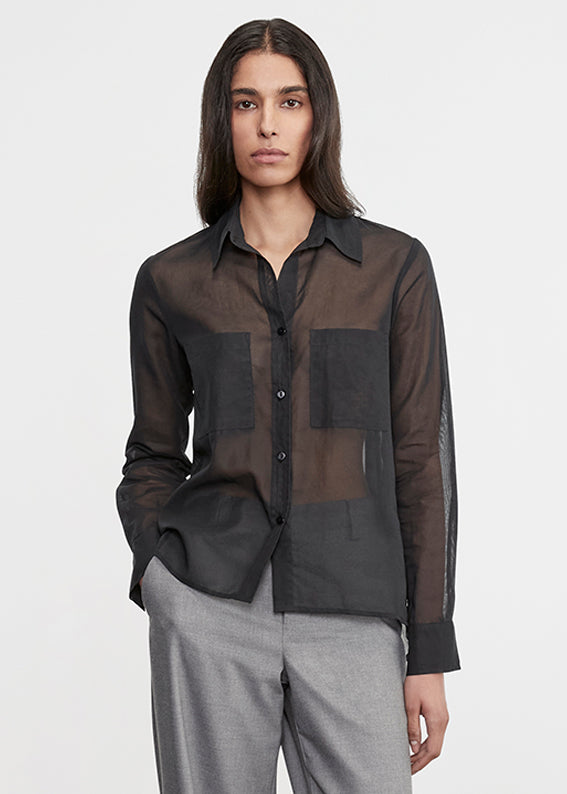 Cotton Organza Shirt | Black
