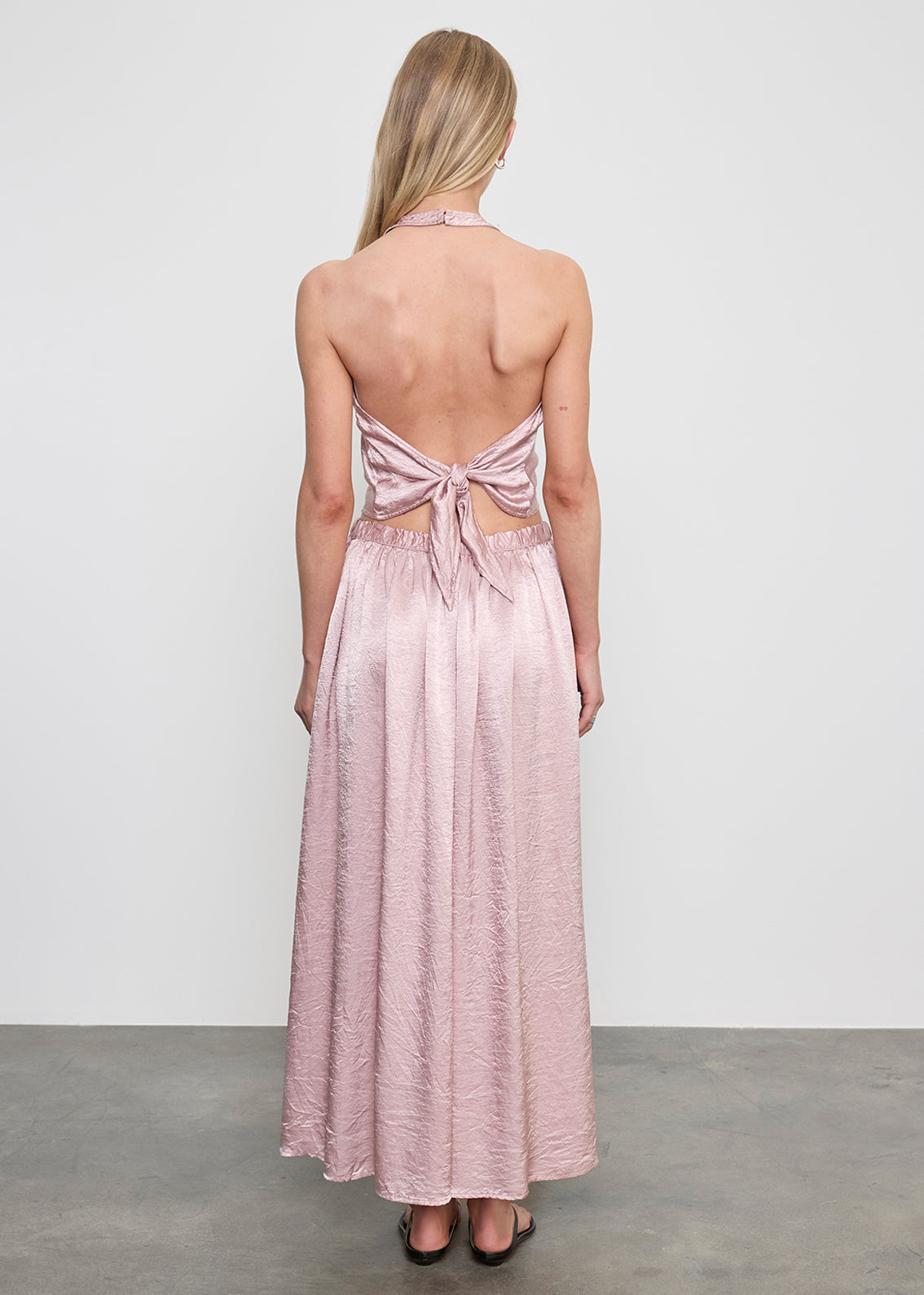Textured Satin Celeste Skirt | Rose Blush