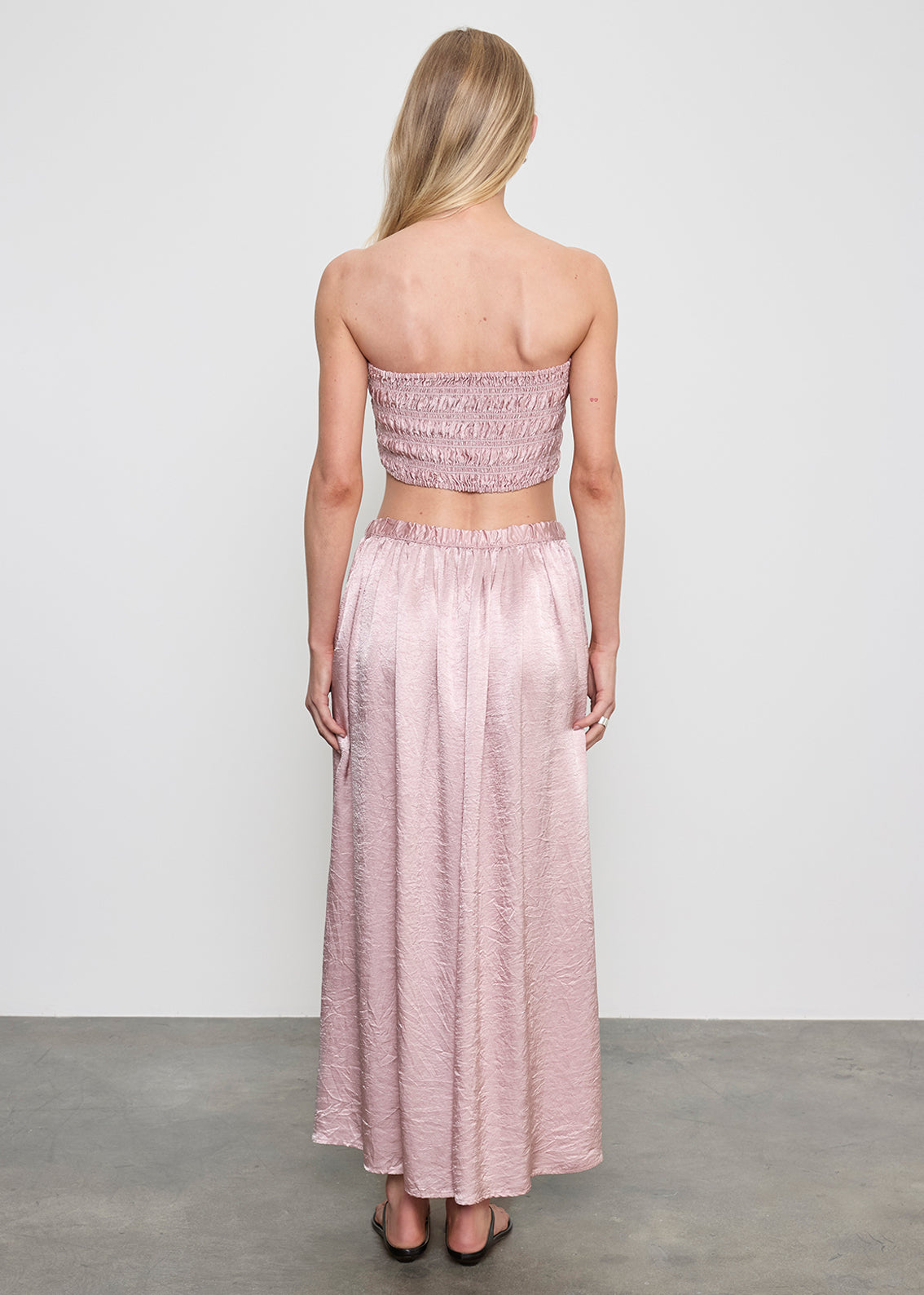 Textured Satin Smocked Top | Rose Blush