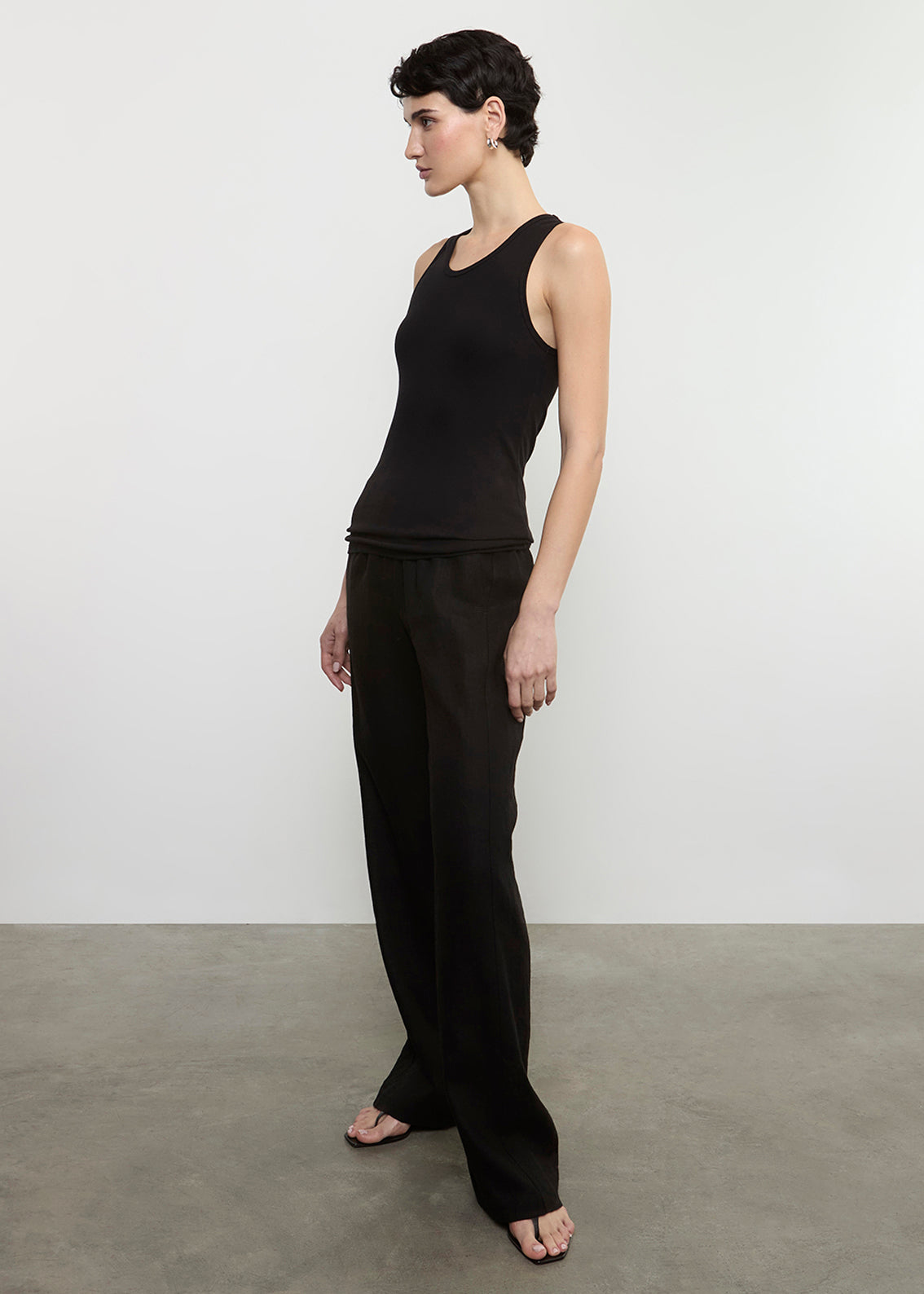 Cotton Rib Scoop Tank | Black