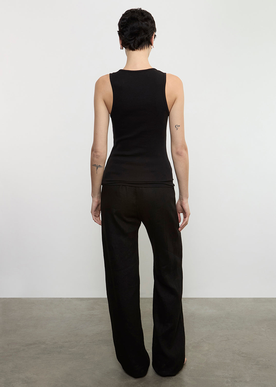Cotton Rib Scoop Tank | Black