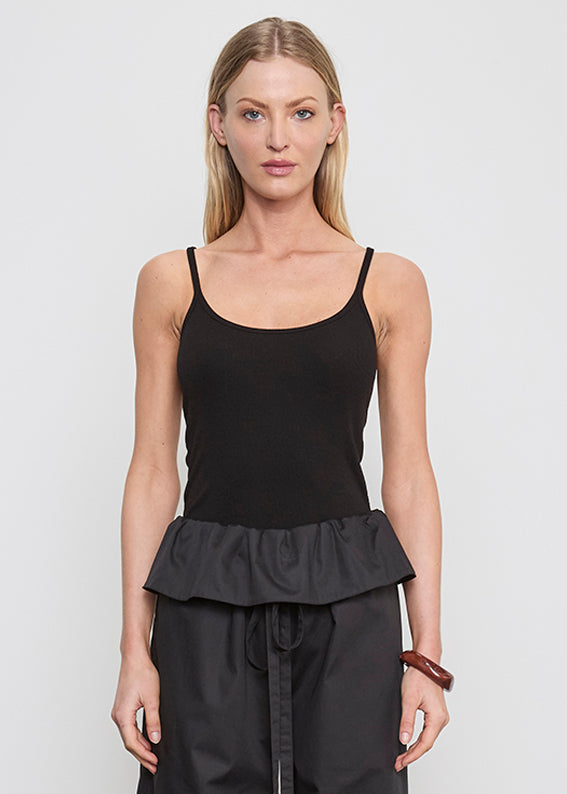 Cotton Rib Cami Tank | Black
