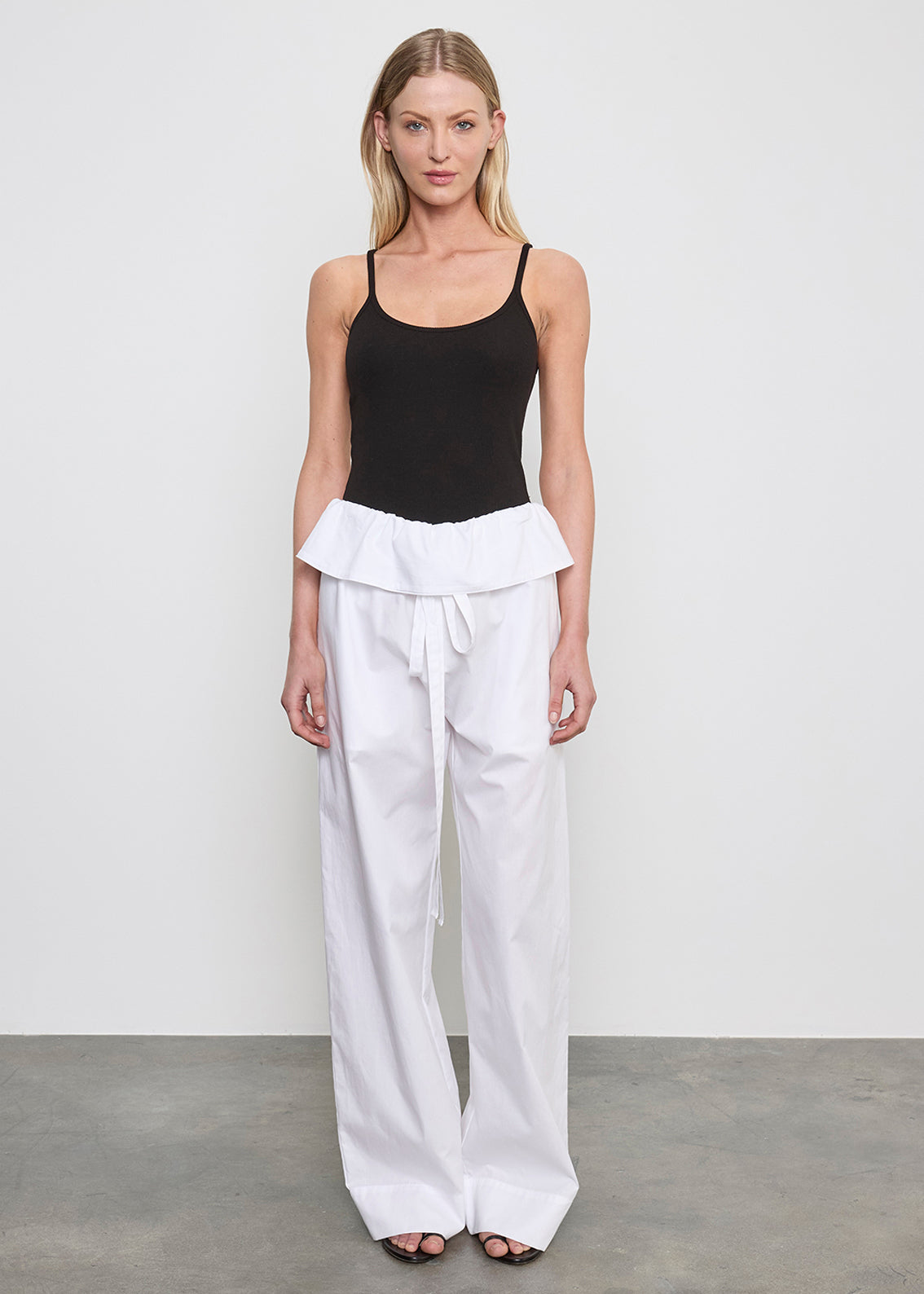 Cotton Peplum Pant | White