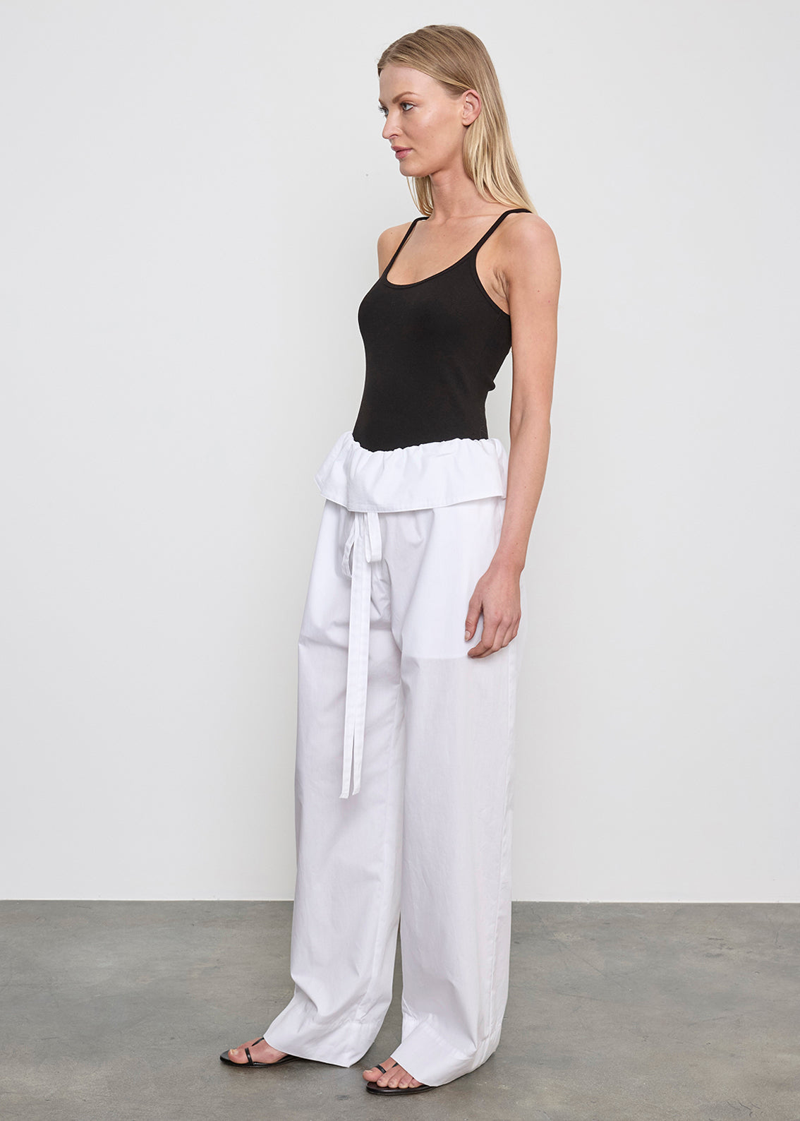 Cotton Peplum Pant | White